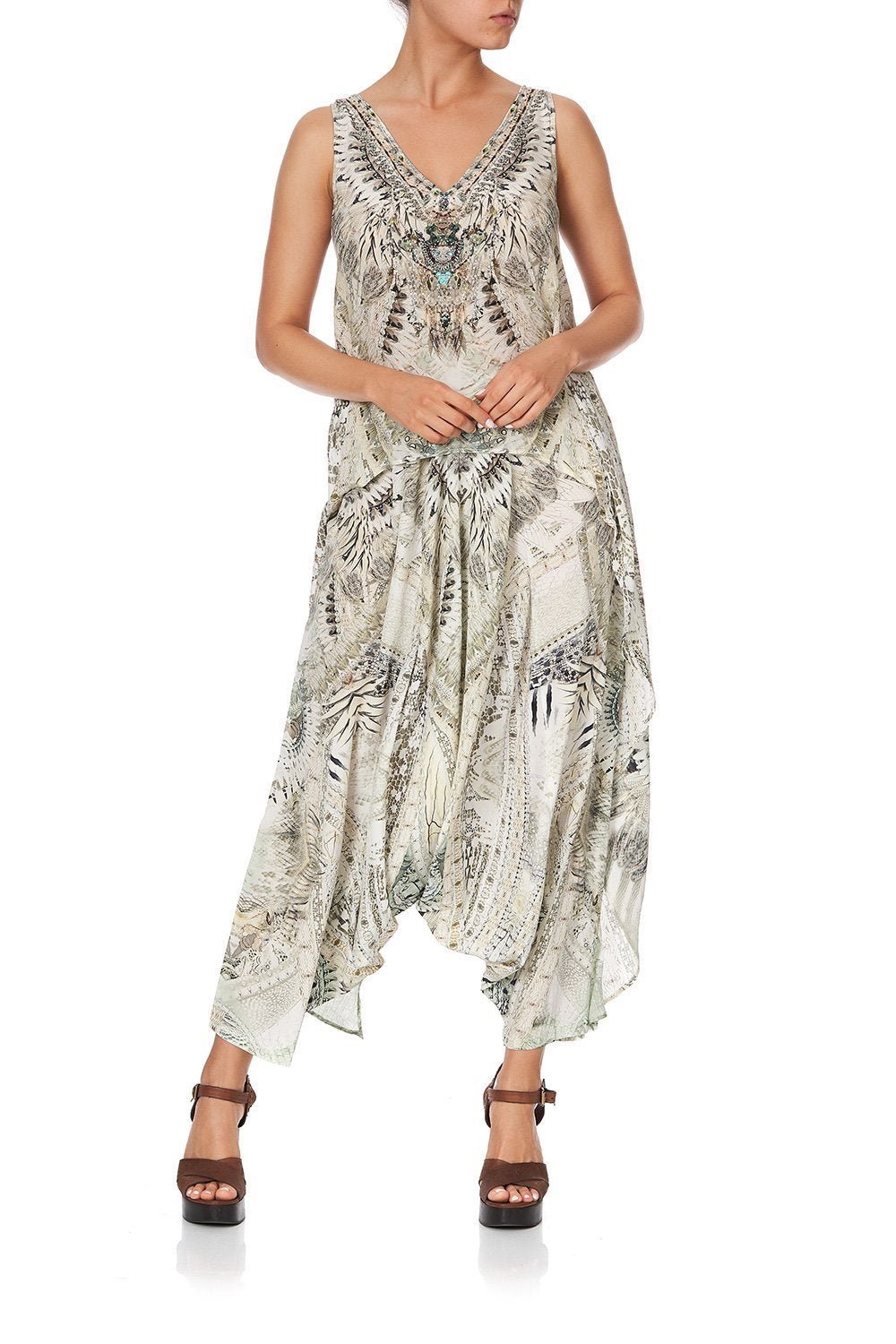 HIGH LOW CROSS OVERLAY TOP DAINTREE DREAMING