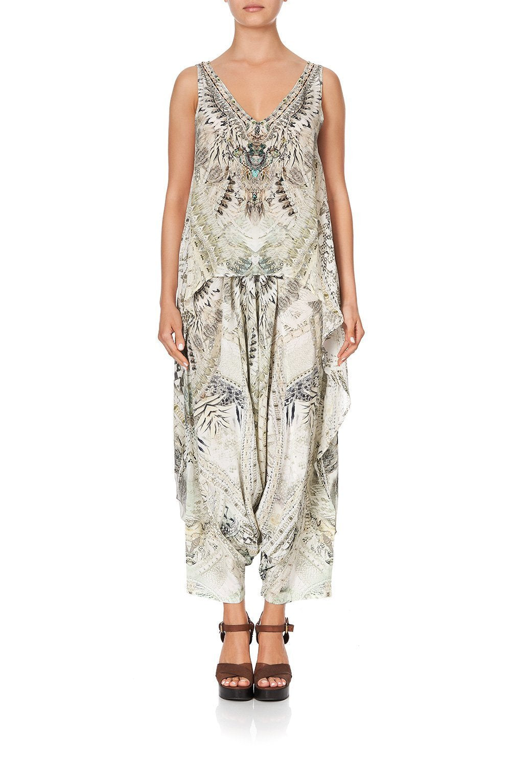 HIGH LOW CROSS OVERLAY TOP DAINTREE DREAMING