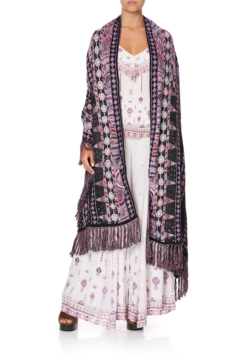 JACQUARD KNIT SHAWL MINA MINA