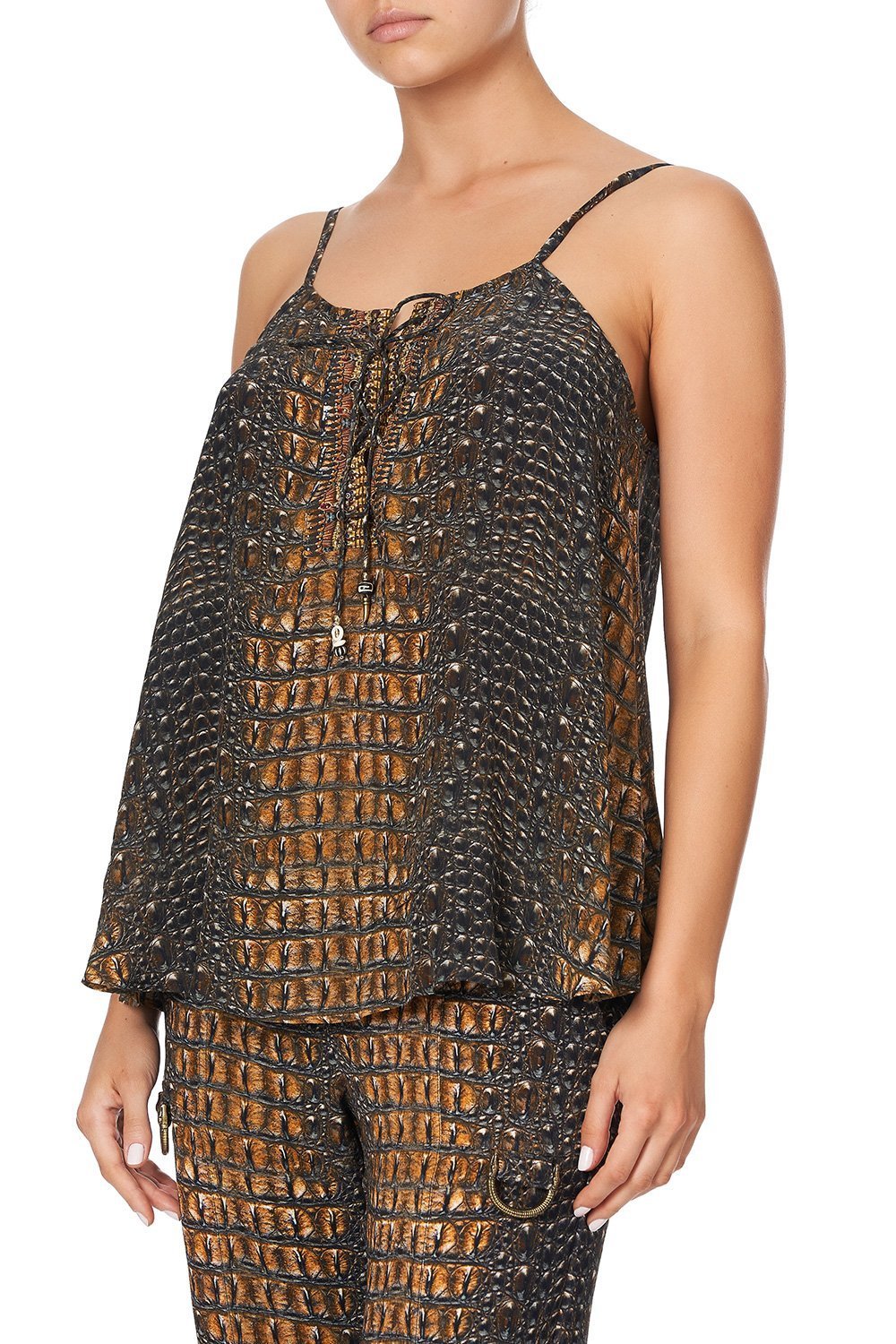 LACE UP FRONT CAMI CROCODILE ROCK