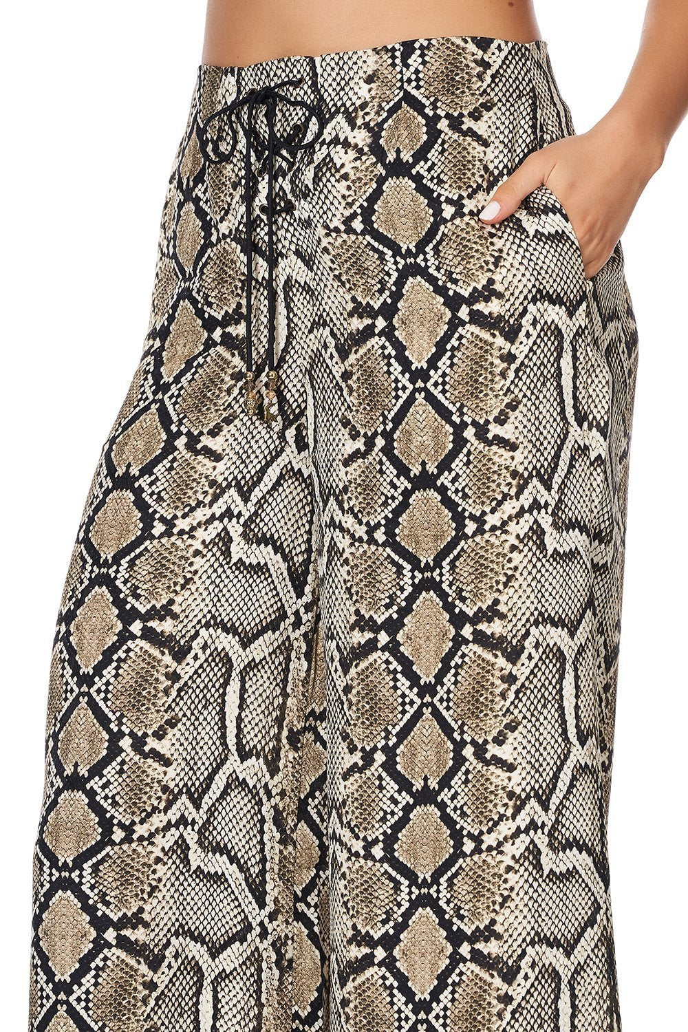 LACE UP FRONT FLARED PANT KAKADU BOO