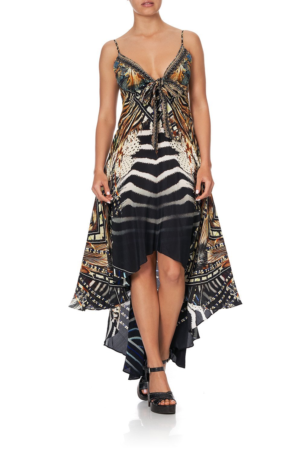 TIE DETAIL HIGH LOW DRESS LOST PARADISE