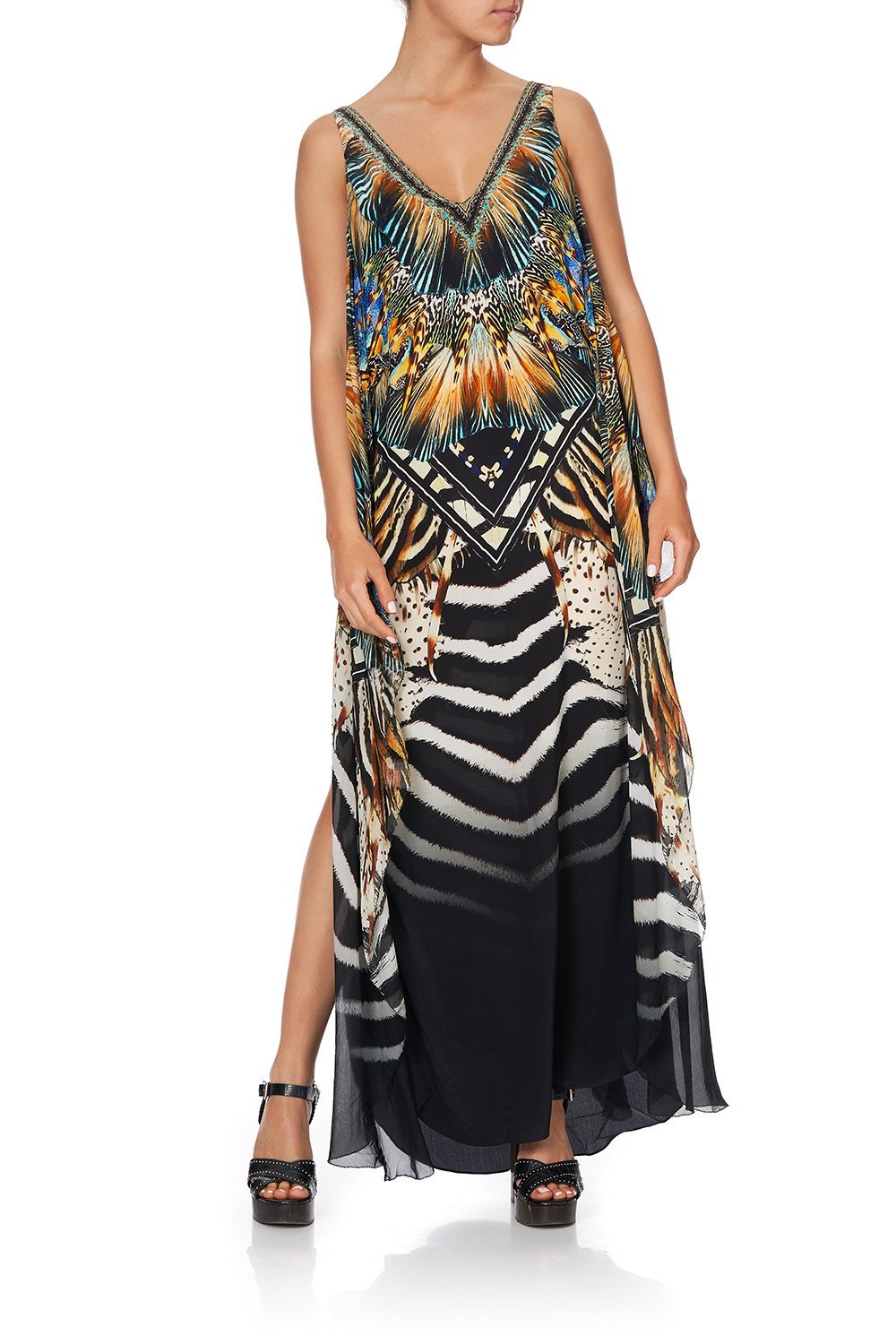 V-NECK DRESS WITH BACK OVERLAYER LOST PARADISE