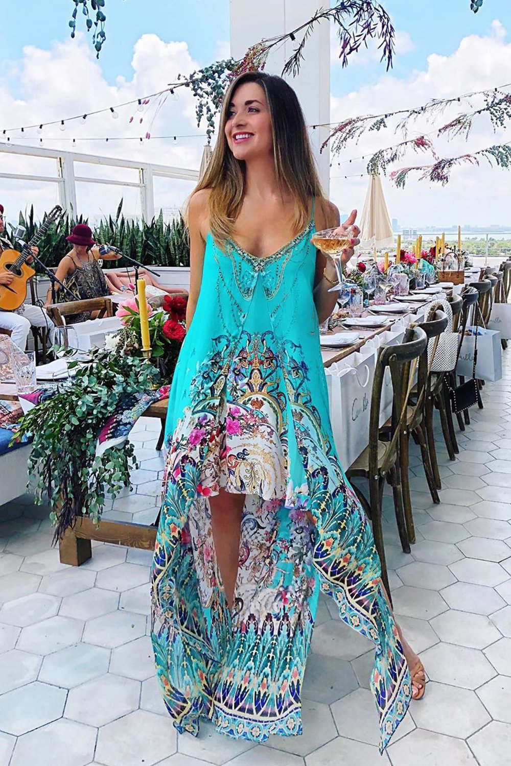 FLARED MINI WITH SHEER OVERLAY FLORAISON