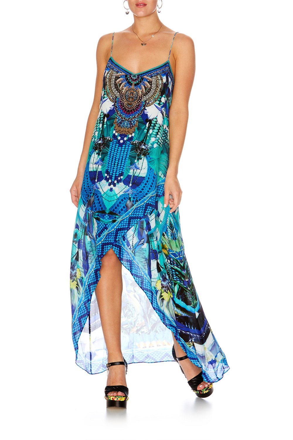 AMAZON AZURE SHOESTRING DOUBLE LAYER DRESS