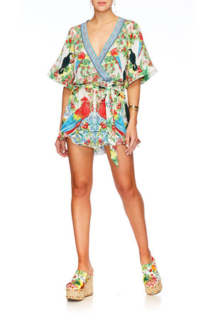 ONE FLEW OVER CROSS OVER FRILL HEM PLAYSUIT