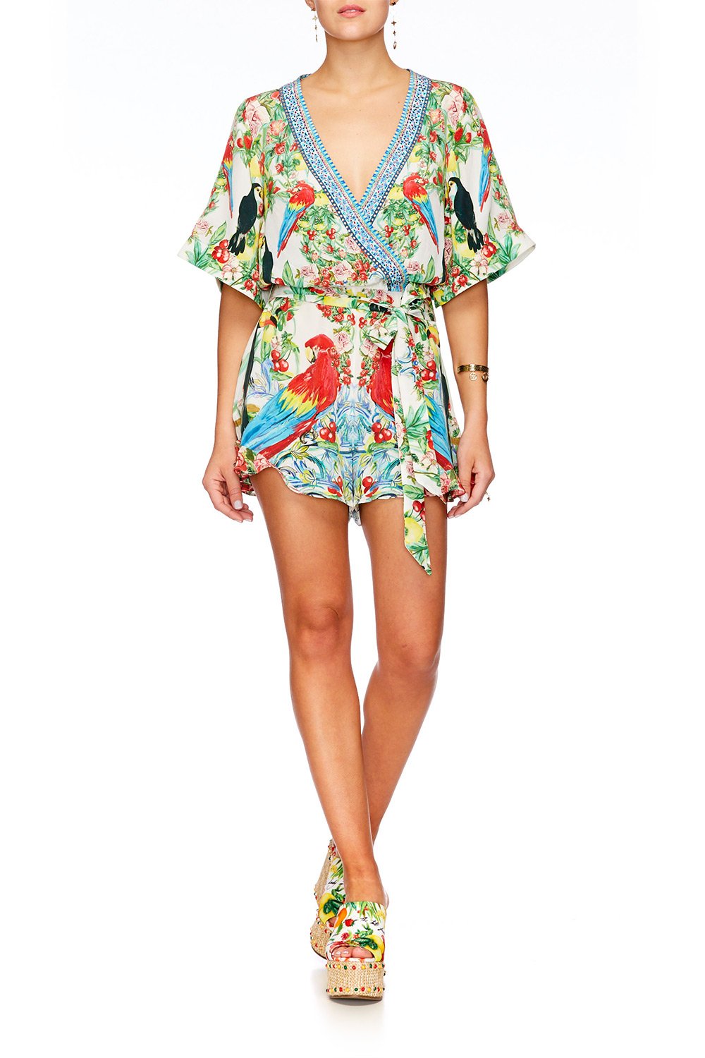 ONE FLEW OVER CROSS OVER FRILL HEM PLAYSUIT