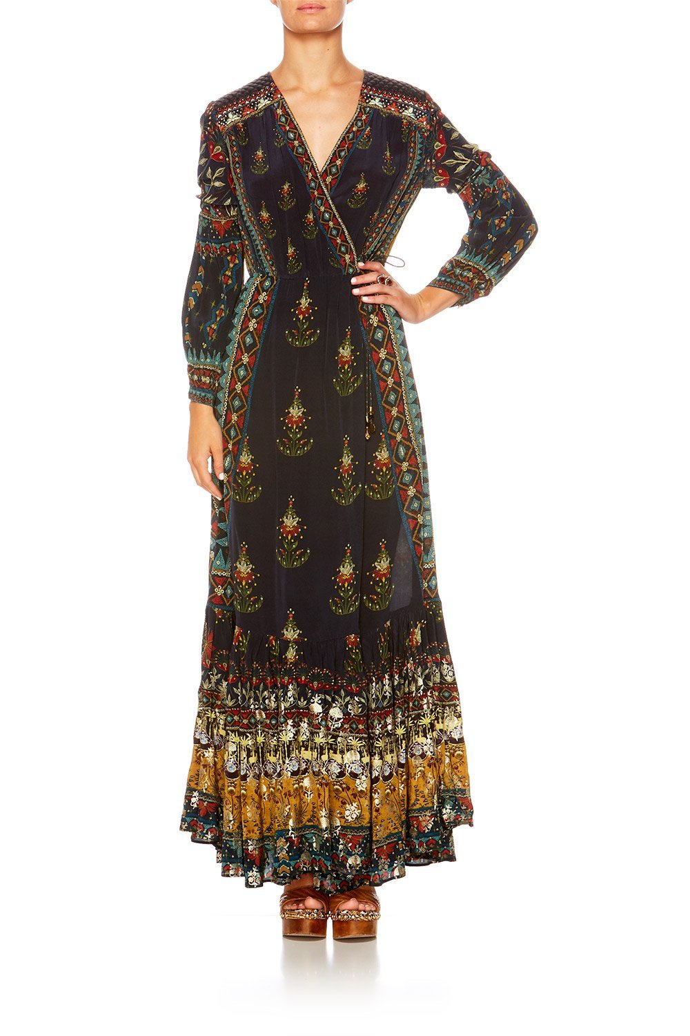 BLISS OF BOHEMIA QUILTED YOKE WRAP DRESS