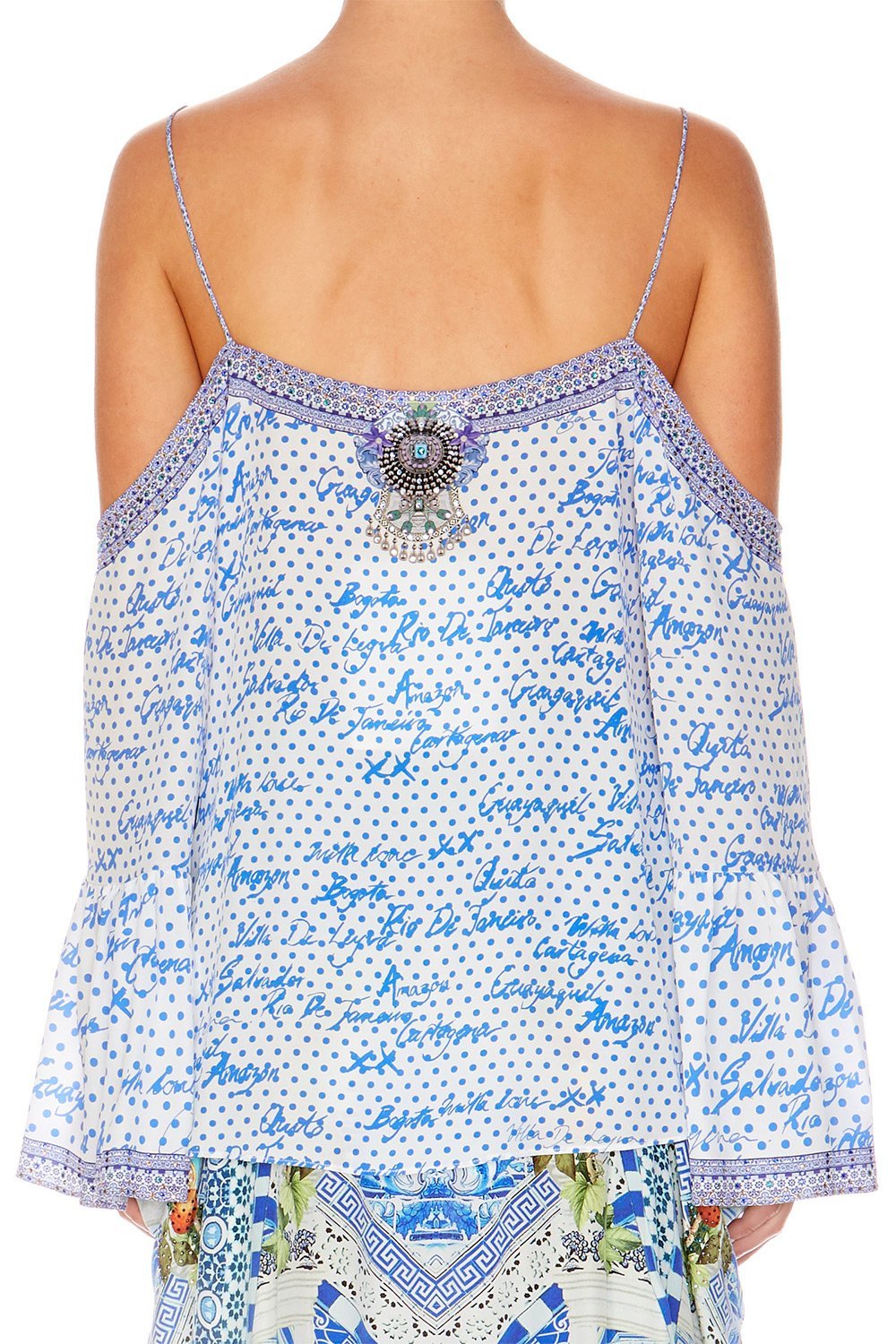 POLKA FACE DROP SHOULDER TOP