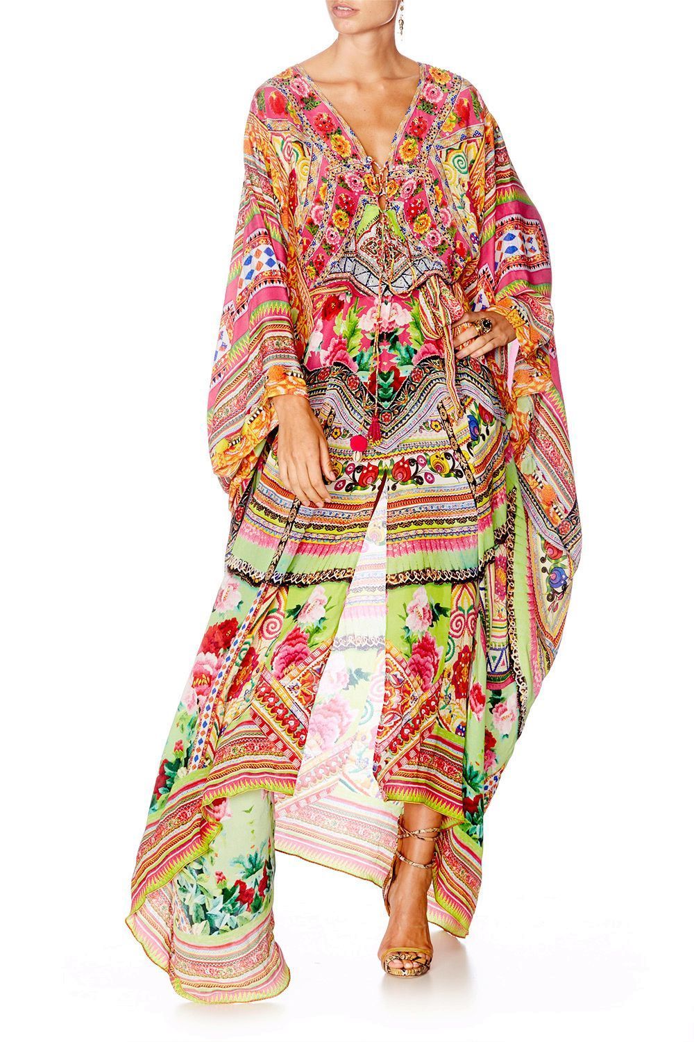 HANI HONEY SPLIT HEM LACE UP KAFTAN