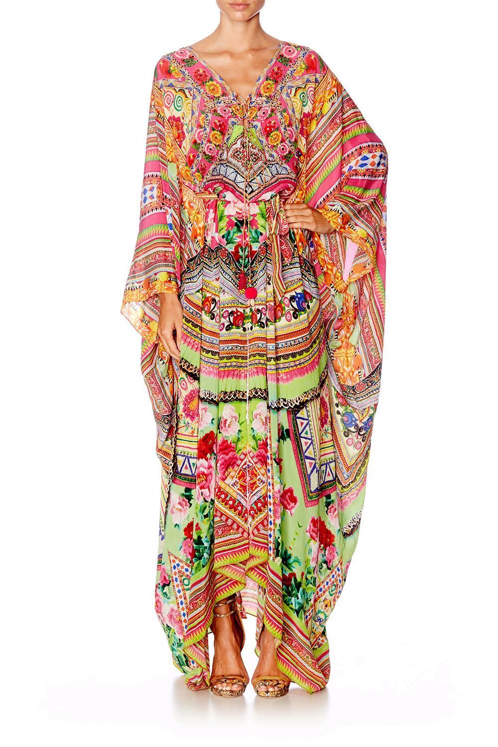 HANI HONEY SPLIT HEM LACE UP KAFTAN