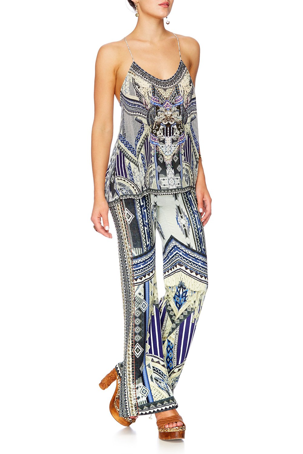 TIE THE KNOT STRETCH FLARED TROUSERS