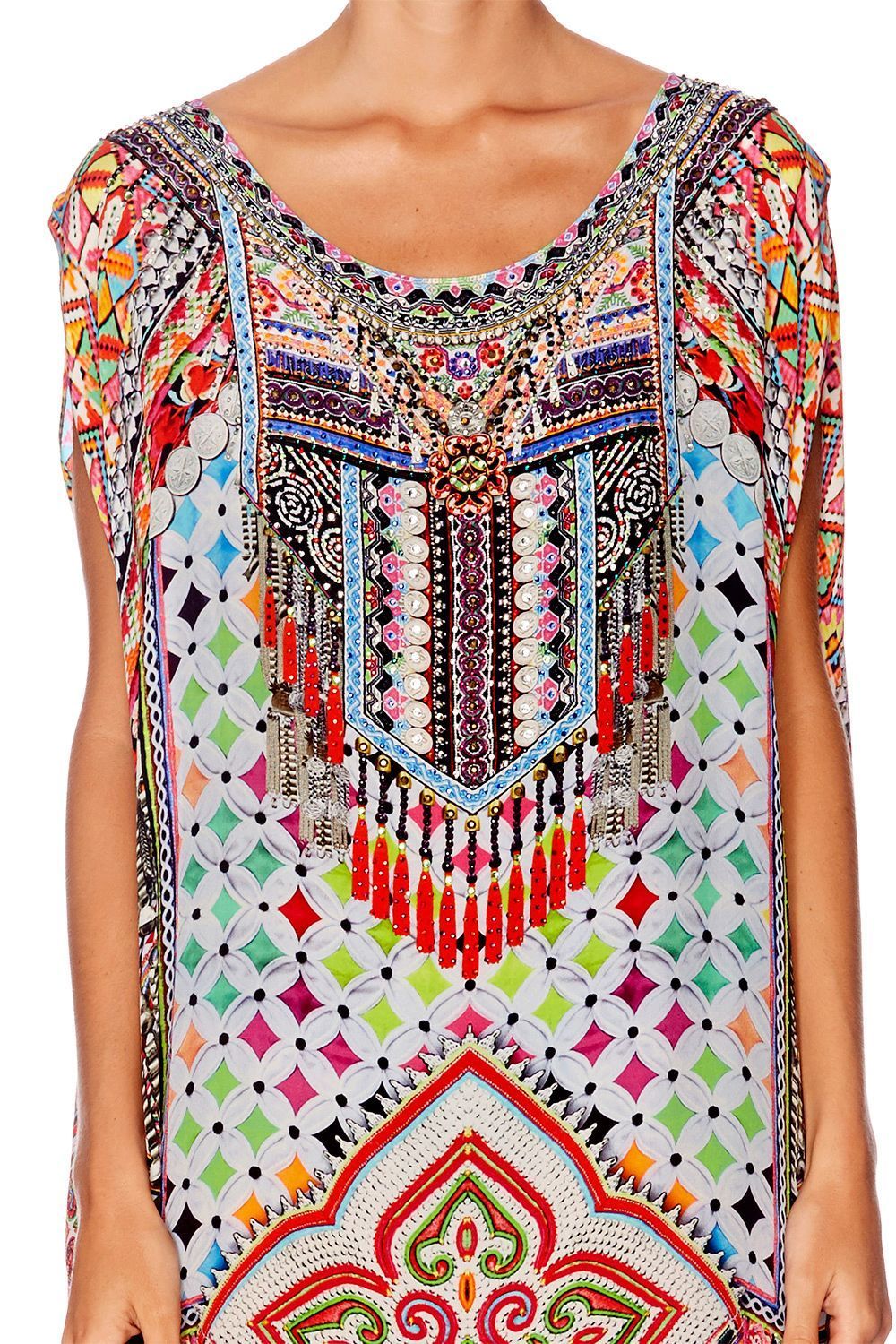 GIRLS CLUB SHEER ROUND NECK KAFTAN