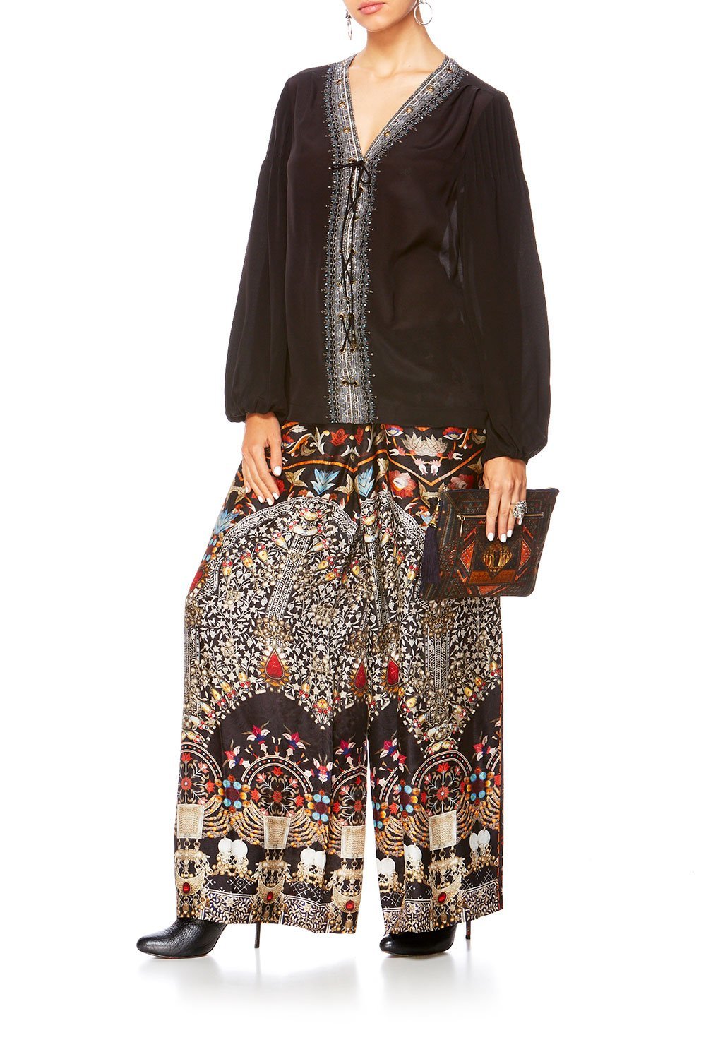 CAMILLA CHAMBER OF REFLECTIONS PEASANT BLOUSE W FRONT LACING