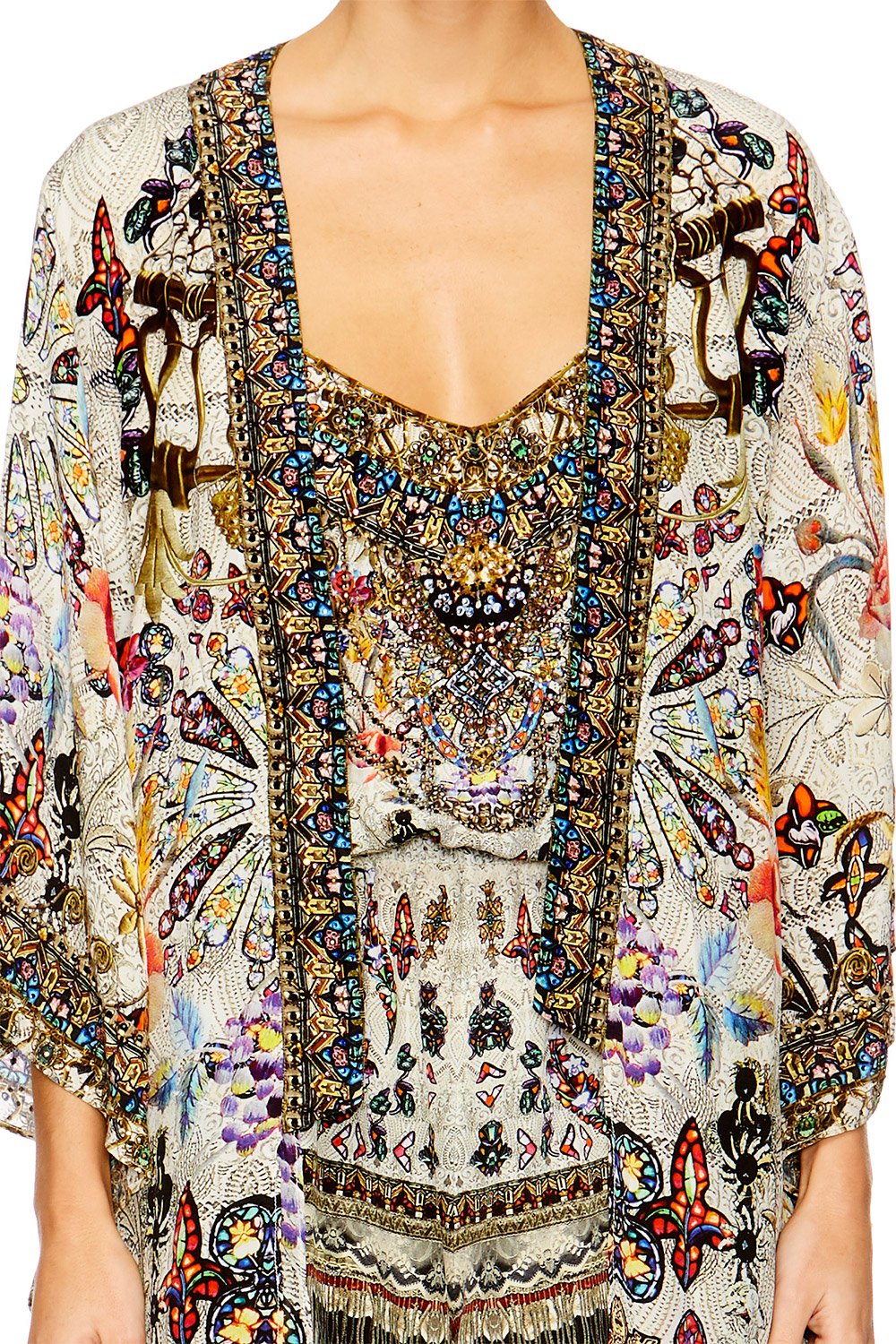 RAISE YOUR GLASS KIMONO W LONG OVERLAY