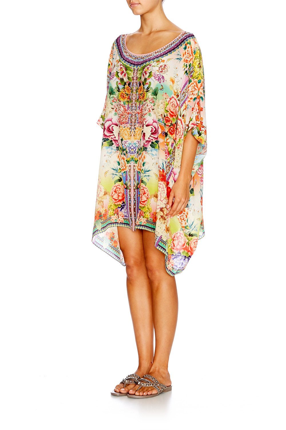 FLOWER HOUR SHORT ROUND NECK KAFTAN