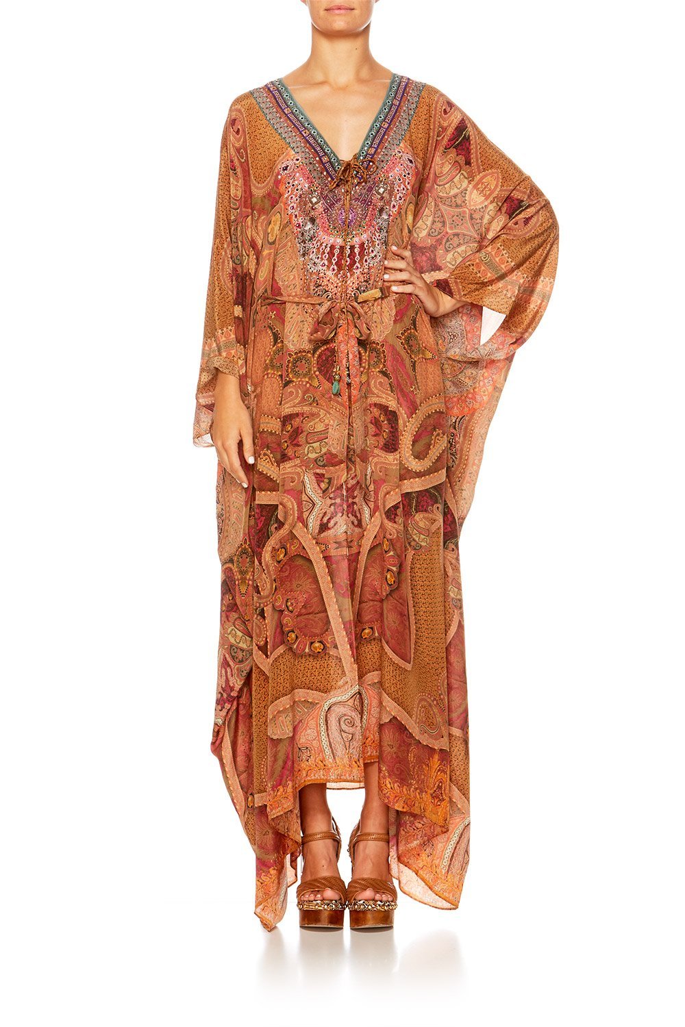 FAMILY GATHERING SPLIT LACE UP HEM KAFTAN