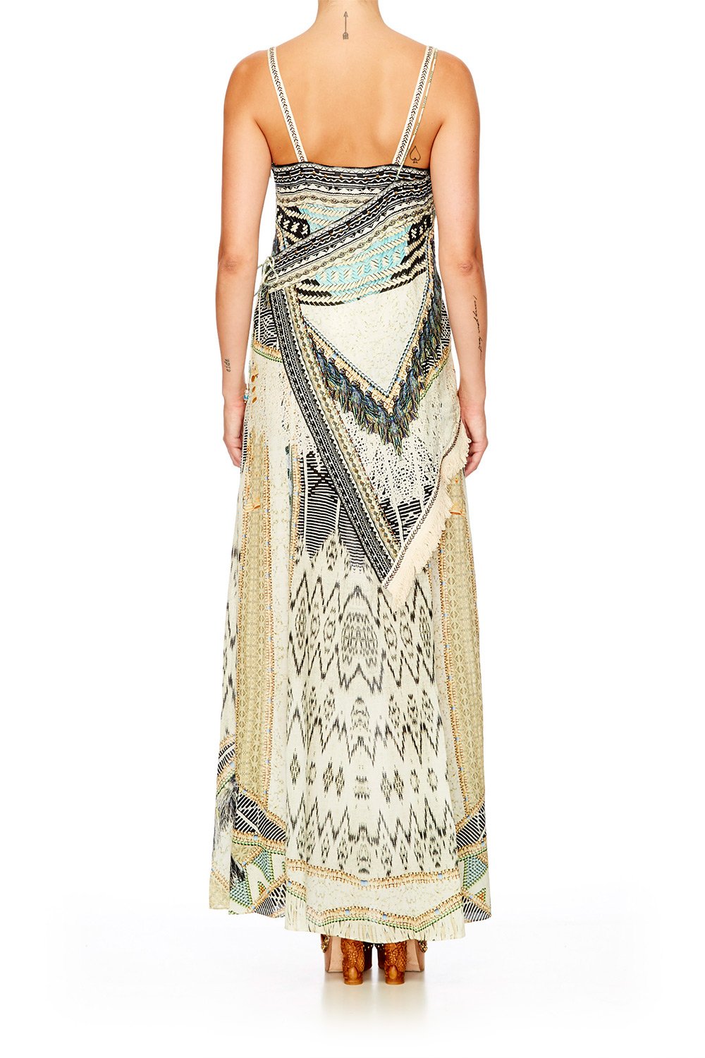 WEAVE ON ASYMMETRICAL HALTER DRESS