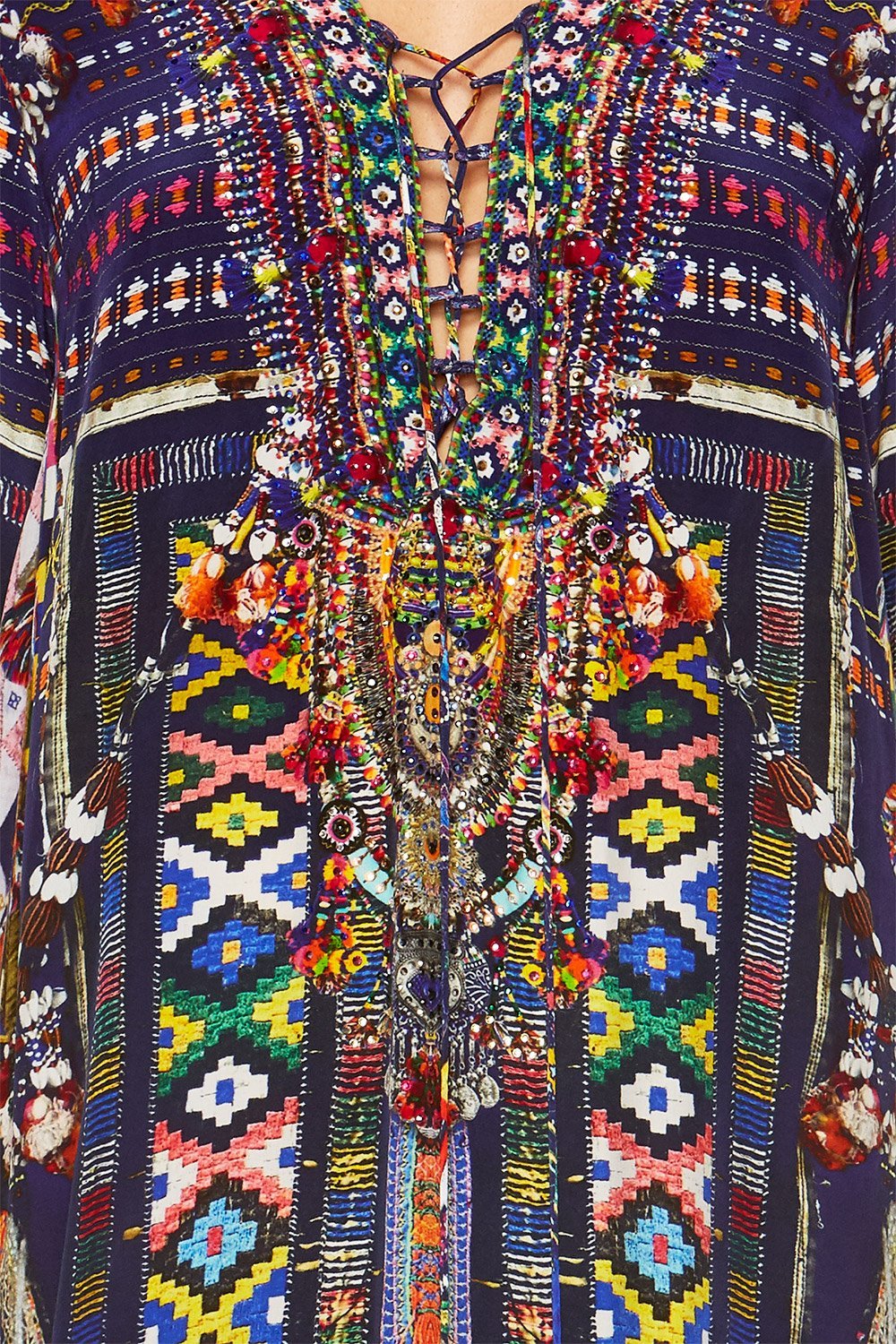 WHERE YOULL FIND ME LACE UP DRESS W TIERED HEM