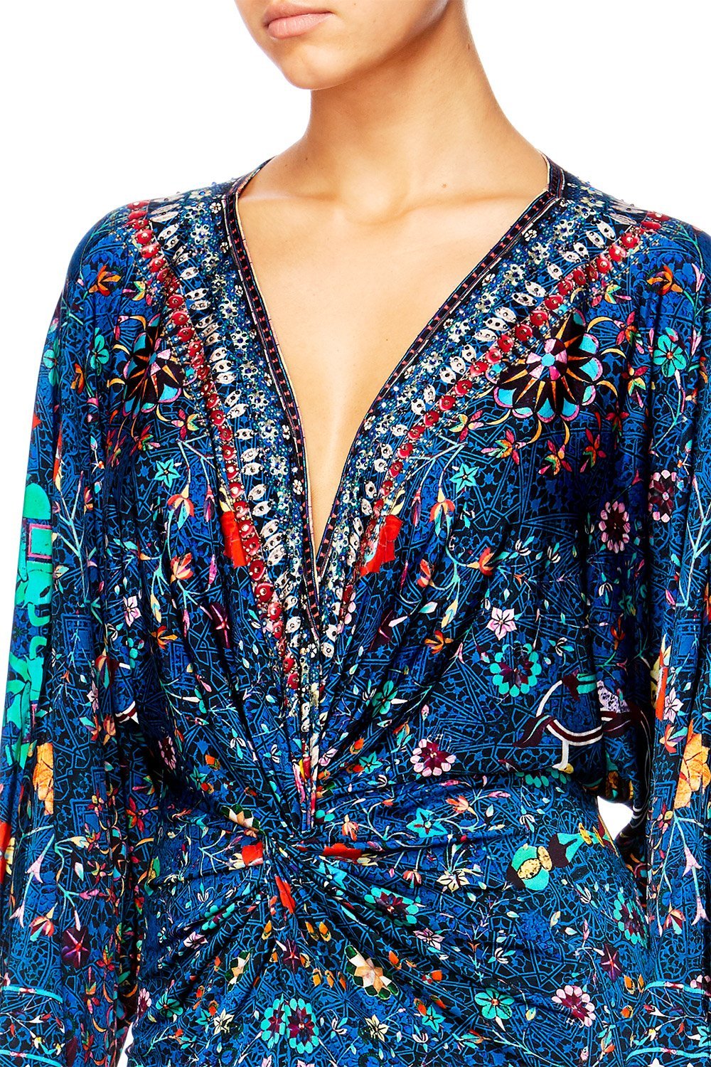 KINDNESS KALEIDOSCOPE LONG SPLIT FRONT SLIP DRESS