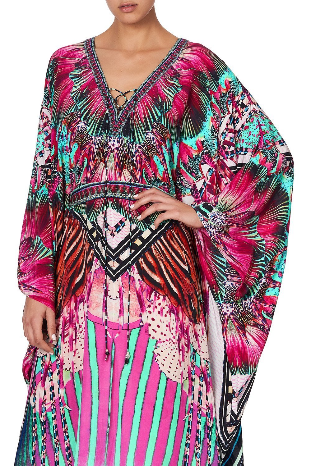 SPLIT HEM LACE UP KAFTAN RAINBOW EYES