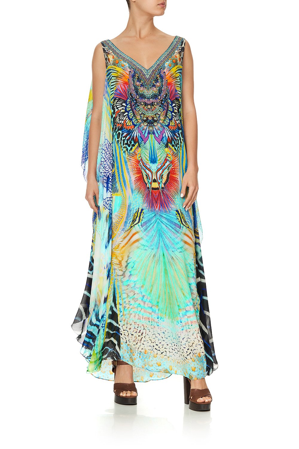 V-NECK DRESS WITH BACK OVERLAYER REEF WARRIOR