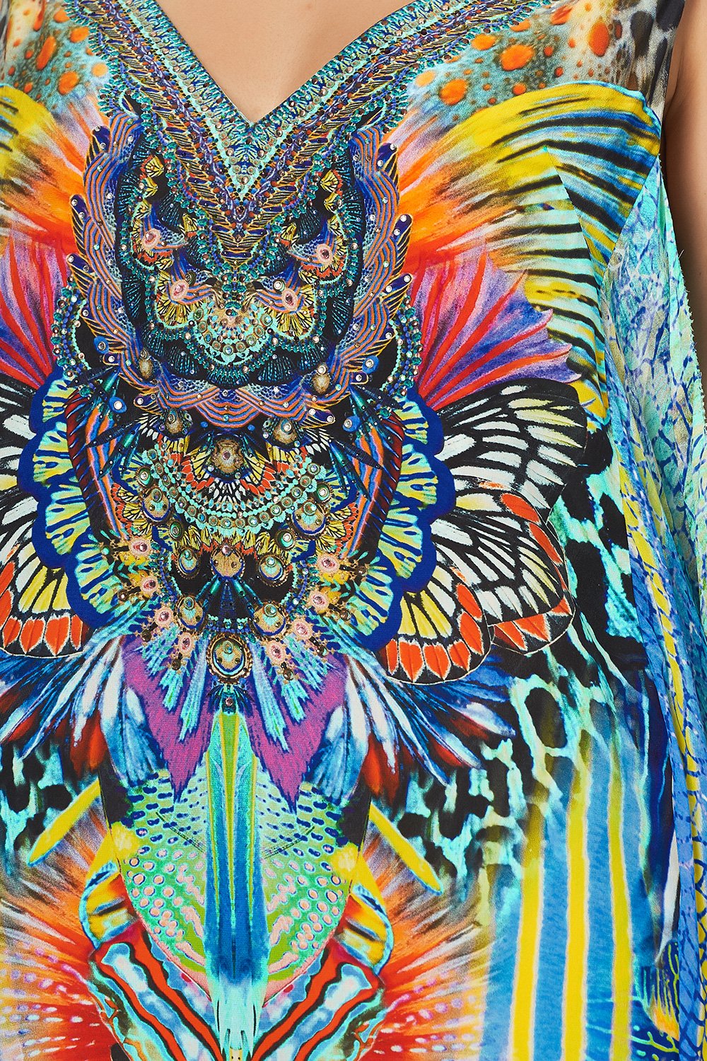 V-NECK DRESS WITH BACK OVERLAYER REEF WARRIOR